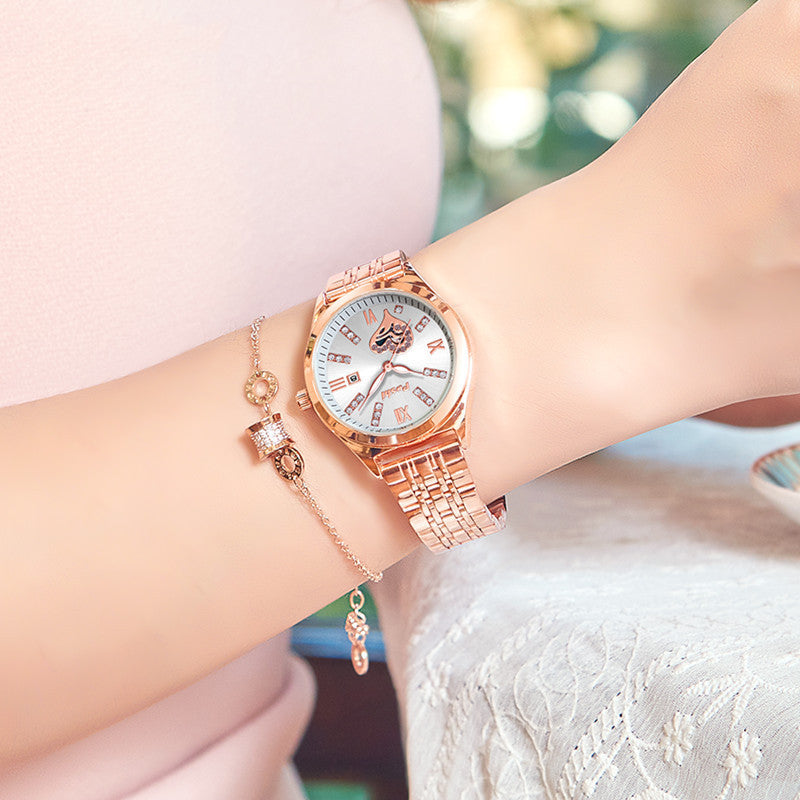 Montre lumineuse à calendrier étanche décontractée pour femme