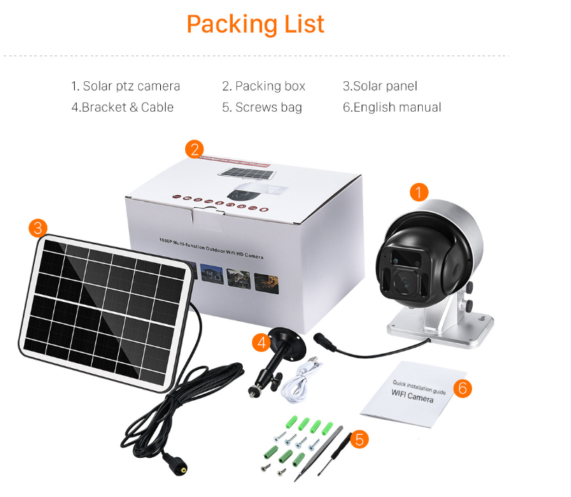 Solaire Alimenté Sans Fil WiFi Caméra de Surveillance