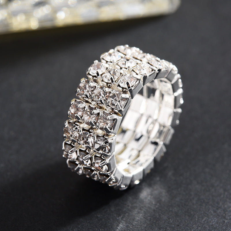 Exagérée Griffe Diamant Perlé Quatre-Pièce Ensemble Multicouche Collier