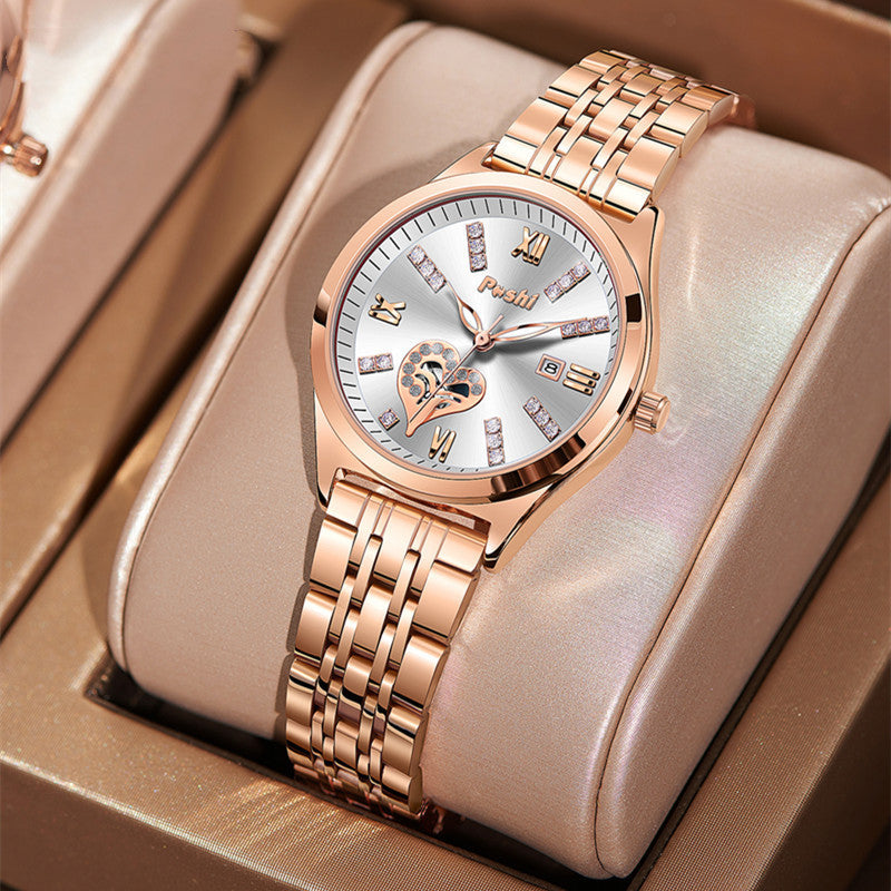 Montre lumineuse à calendrier étanche décontractée pour femme