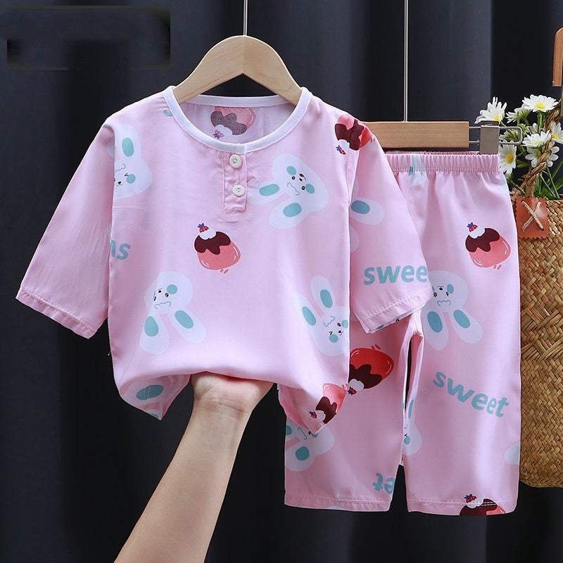 Vêtements d'été coton soie climatisation vêtements bébé vêtements