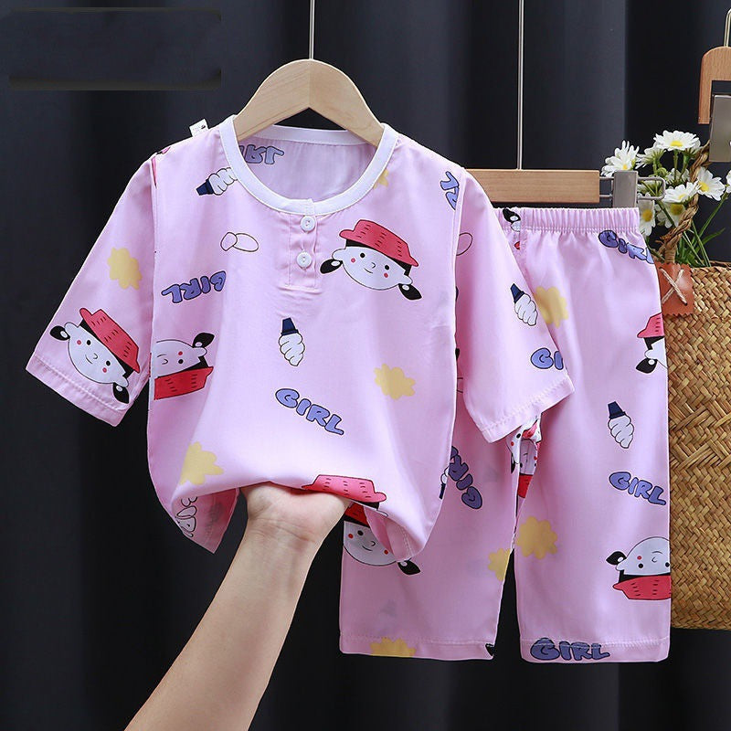 Vêtements d'été coton soie climatisation vêtements bébé vêtements