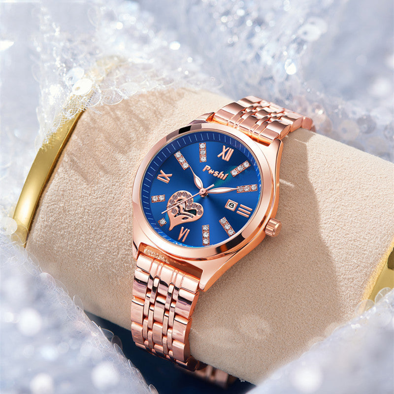 Montre lumineuse à calendrier étanche décontractée pour femme