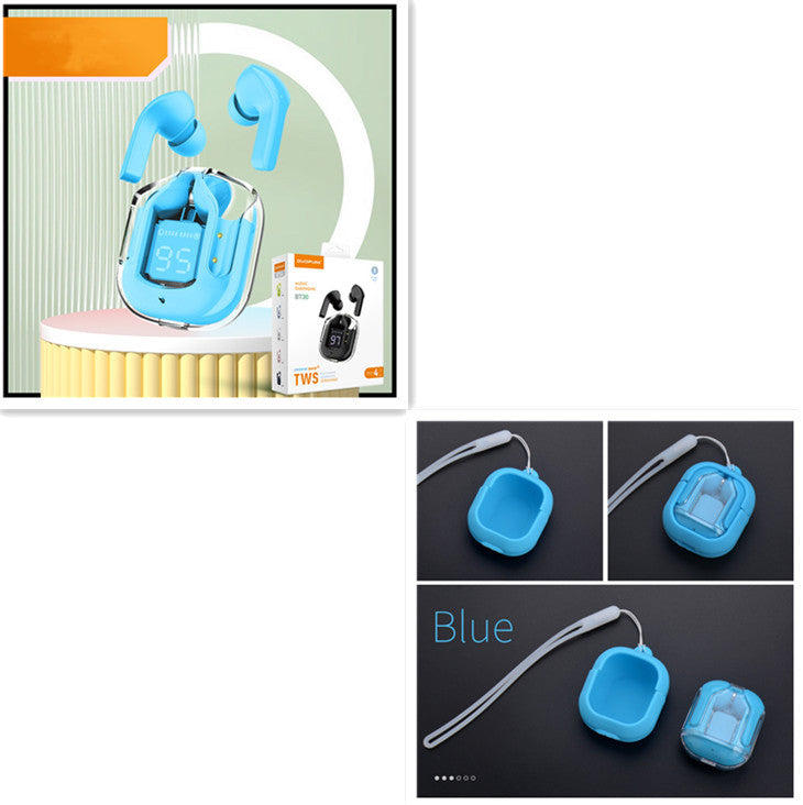 Écouteurs Bluetooth sans fil à affichage numérique transparent TWS
