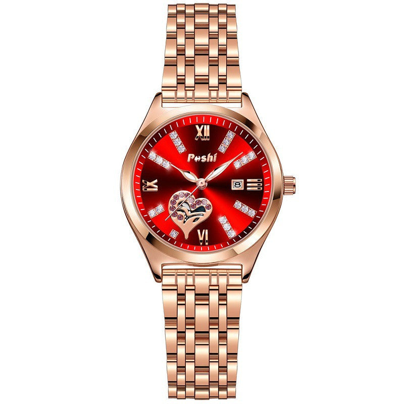Montre lumineuse à calendrier étanche décontractée pour femme