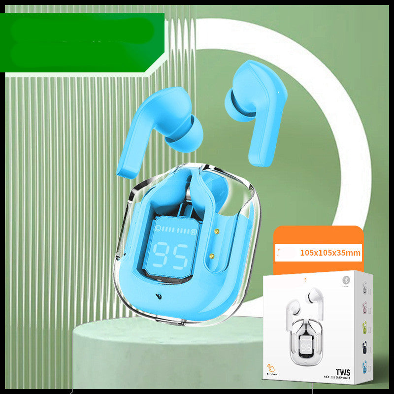 Écouteurs Bluetooth sans fil à affichage numérique transparent TWS