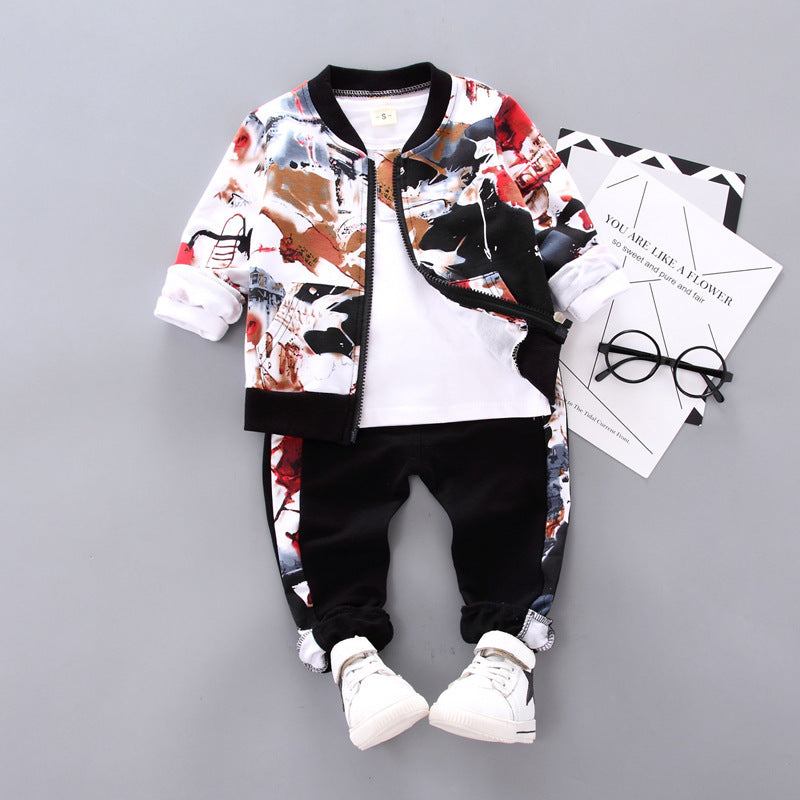 Garçons beaux vêtements d'automne et d'hiver trois pièces vêtements pour enfants