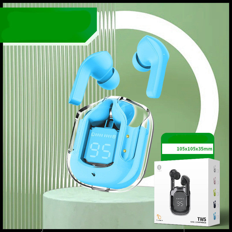 Écouteurs Bluetooth sans fil à affichage numérique transparent TWS