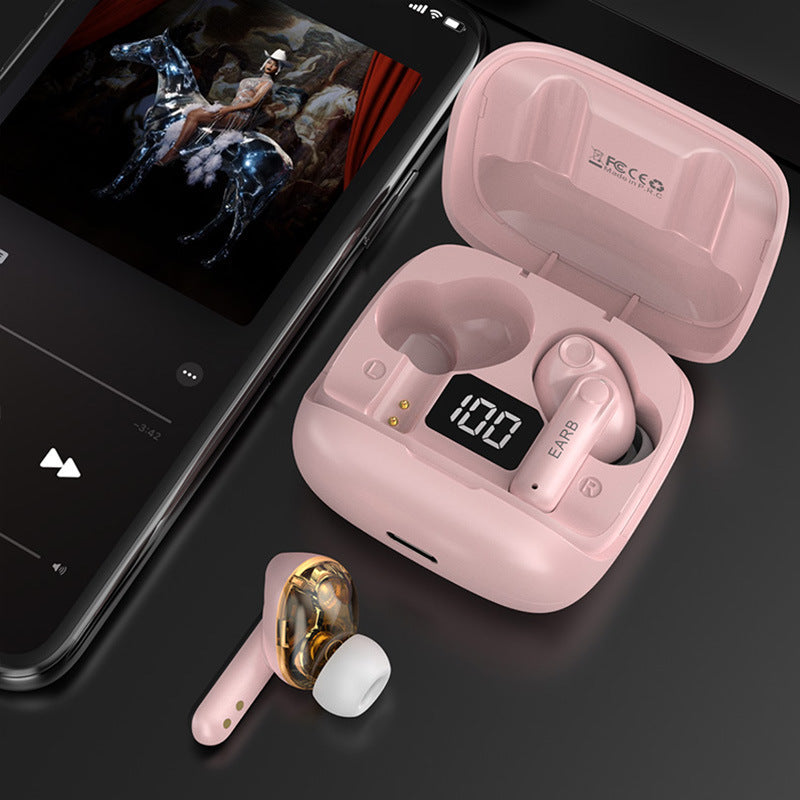 Écouteurs Bluetooth sans fil à affichage numérique transparent TWS