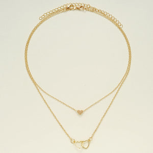 Collier pendentif en forme de coeur creux double couche collier pendentif en forme de coeur classique mignon pour femmes