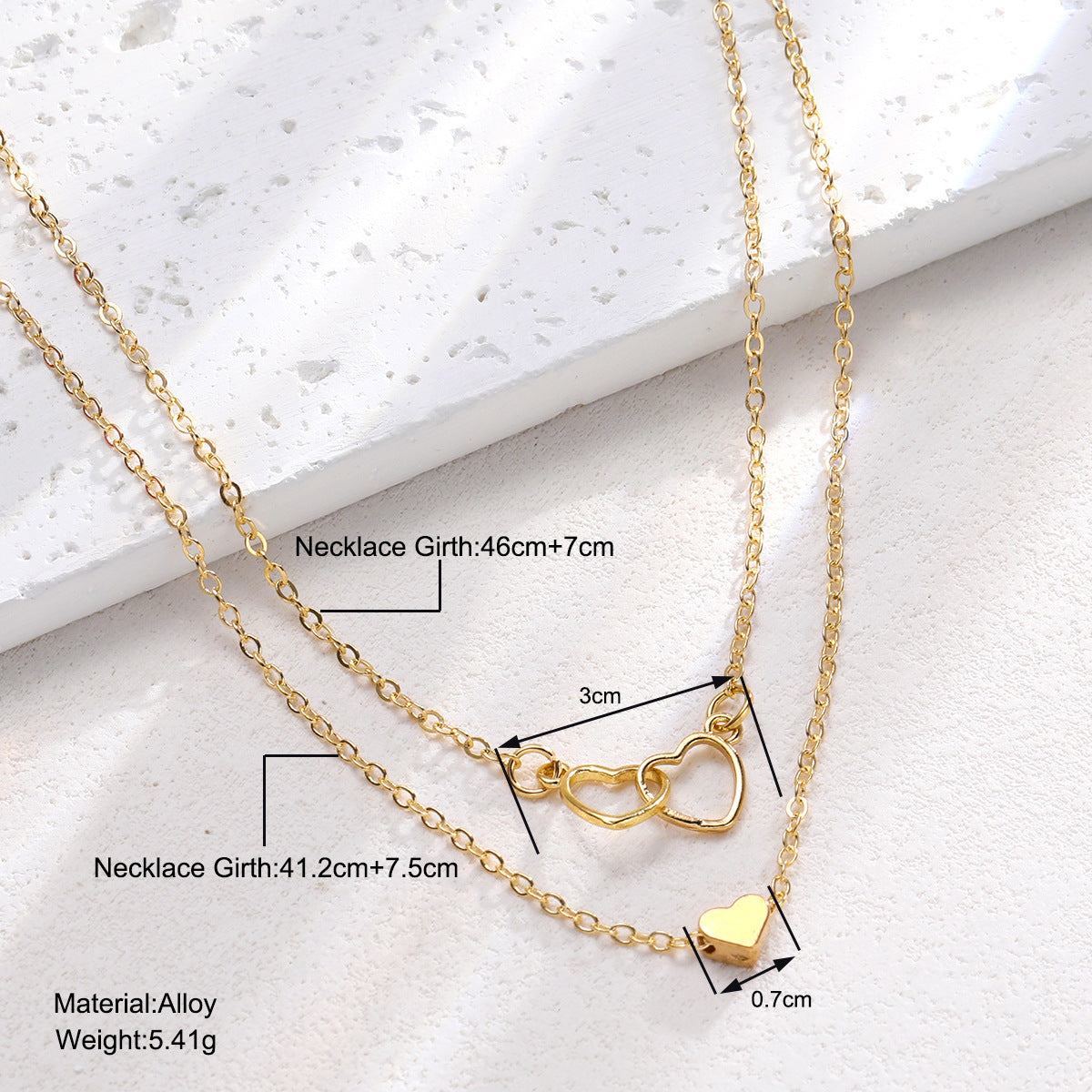 Collier pendentif en forme de coeur creux double couche collier pendentif en forme de coeur classique mignon pour femmes