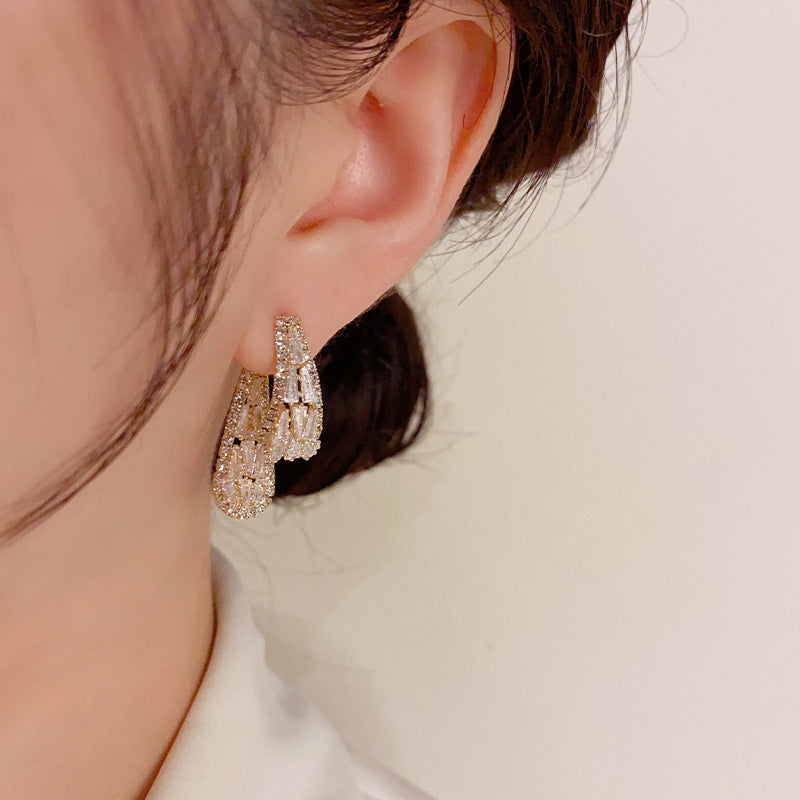 Boucles d'oreilles en zircon style coréen, style raffiné, mode Grace, usure avant et arrière