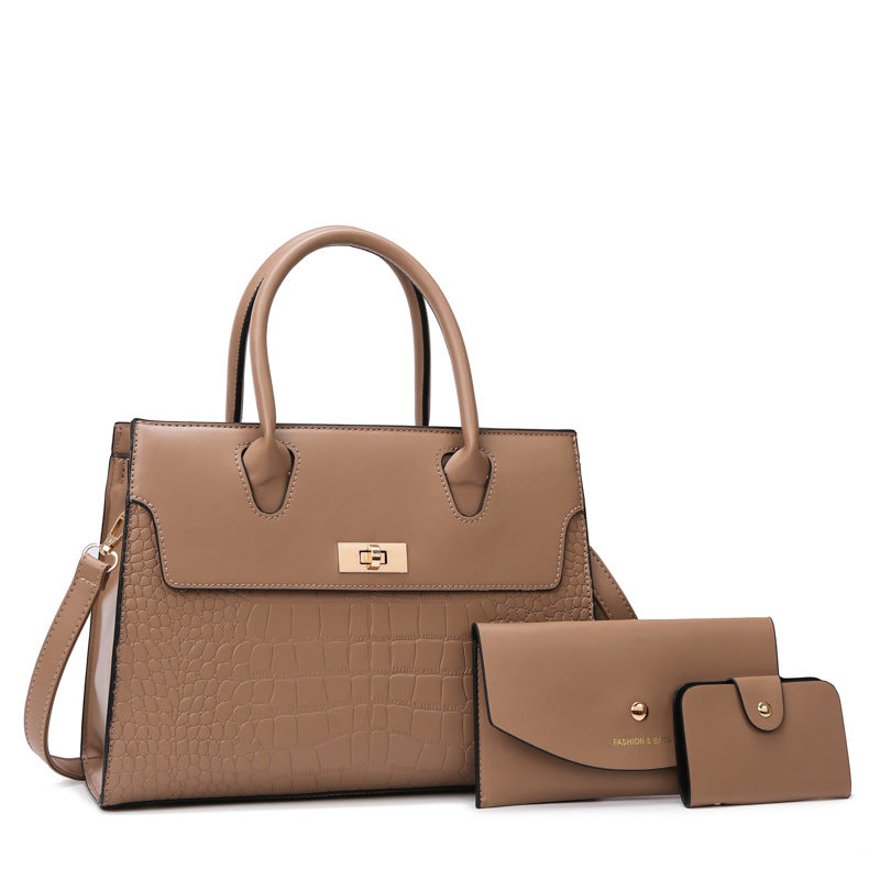 Sac à motif de pierre pour femmes ensemble de trois pièces de grande capacité