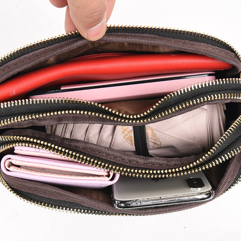 Sac à bandoulière à une épaule pour femme à trois couches de grande capacité