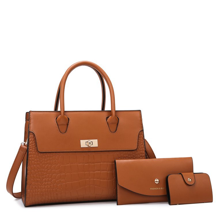 Sac à motif de pierre pour femmes ensemble de trois pièces de grande capacité