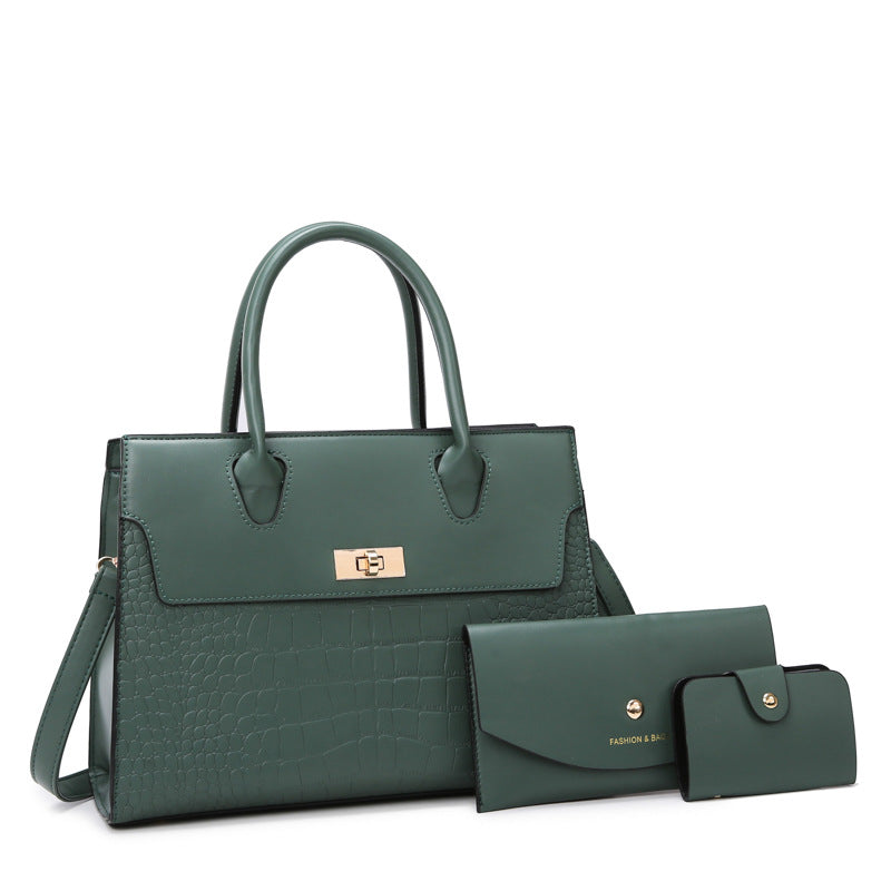 Sac à motif de pierre pour femmes ensemble de trois pièces de grande capacité