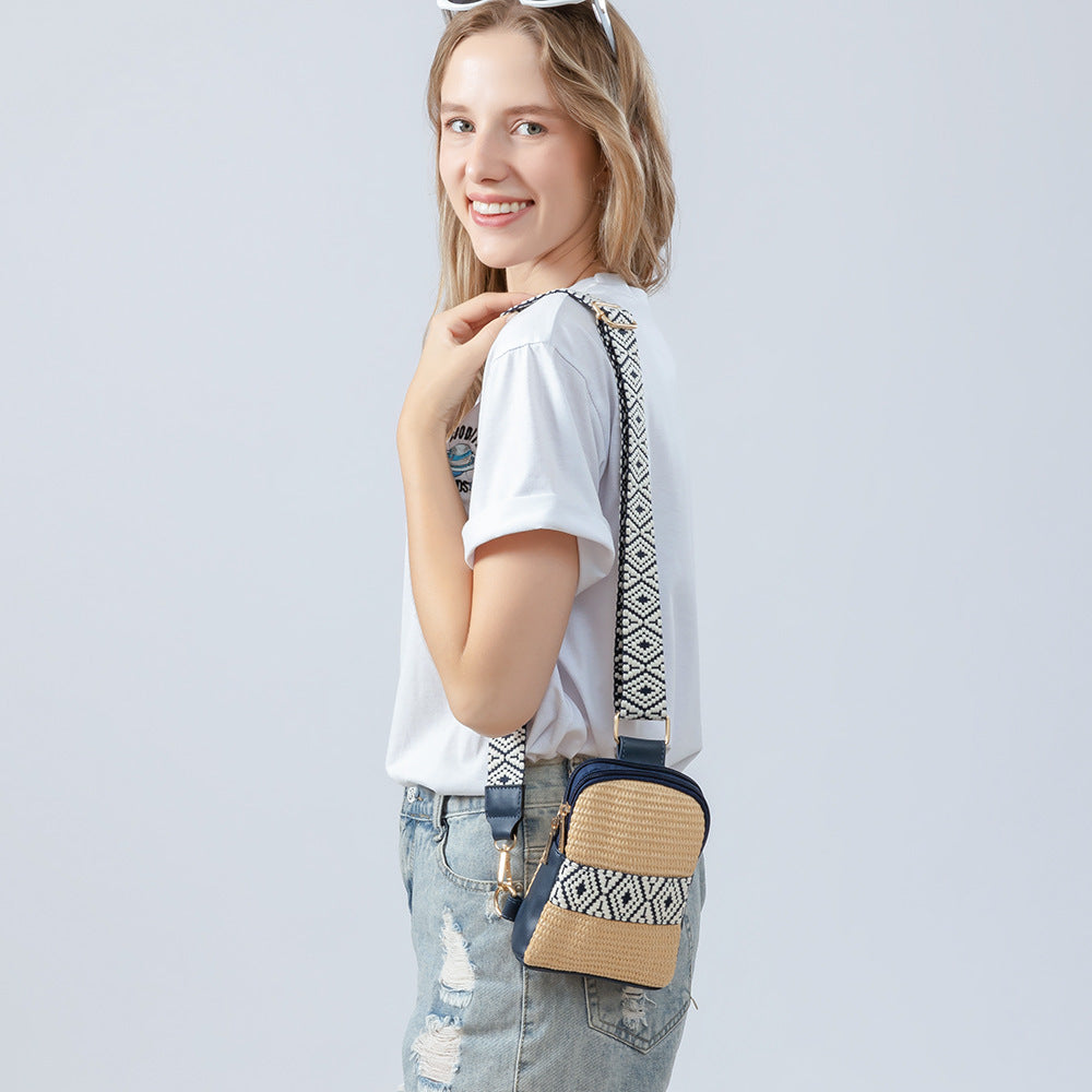 Sac bandoulière tissé à la main pour femmes en paille