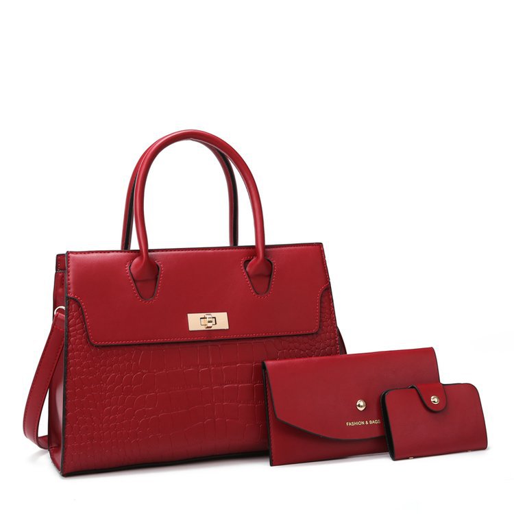 Sac à motif de pierre pour femmes ensemble de trois pièces de grande capacité