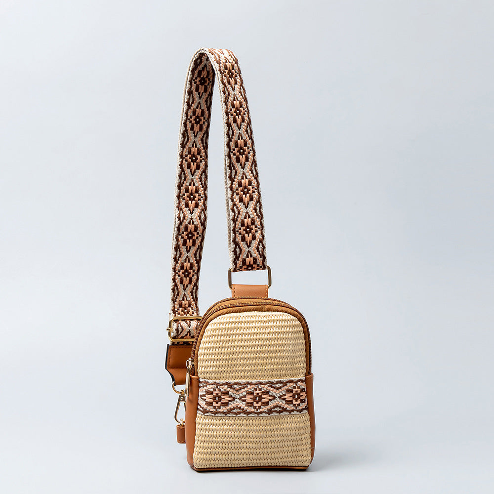 Sac bandoulière tissé à la main pour femmes en paille