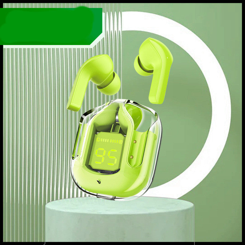 Écouteurs Bluetooth sans fil à affichage numérique transparent TWS