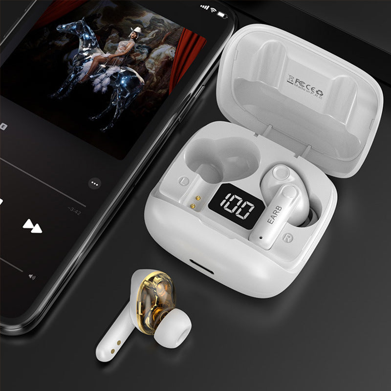 Écouteurs Bluetooth sans fil à affichage numérique transparent TWS
