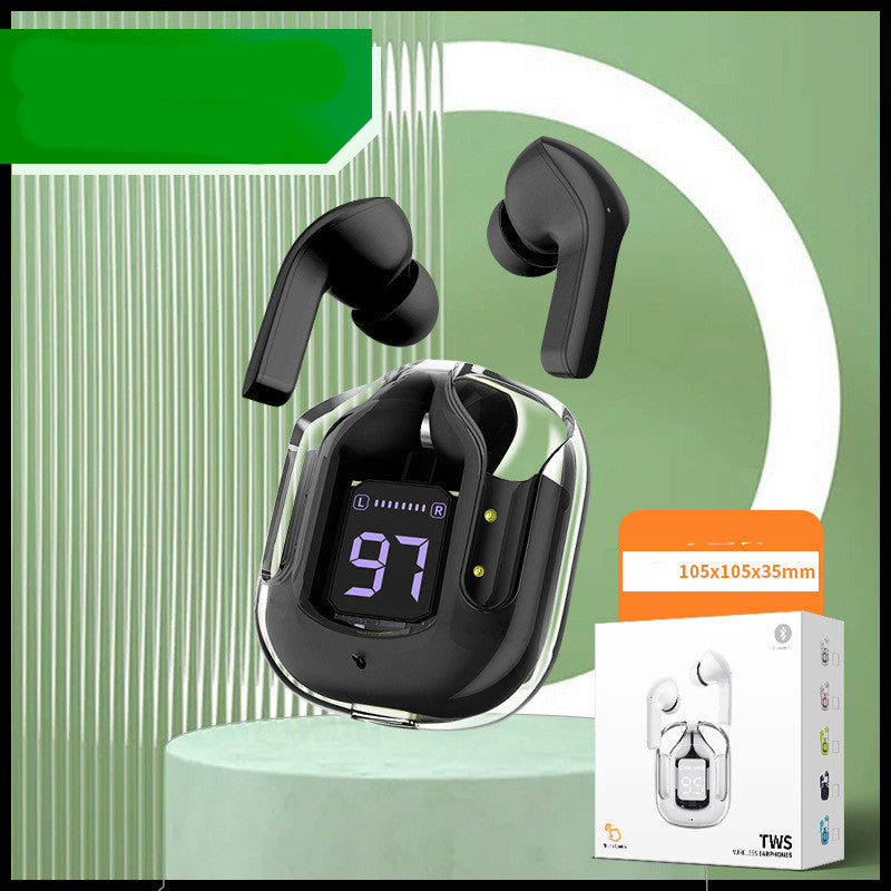 Écouteurs Bluetooth sans fil à affichage numérique transparent TWS