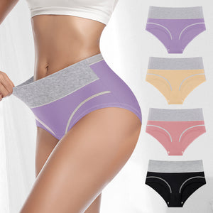 Women's Colour Clash High Waisted Tummy Tuck Hip Lifting Breathable Panties
