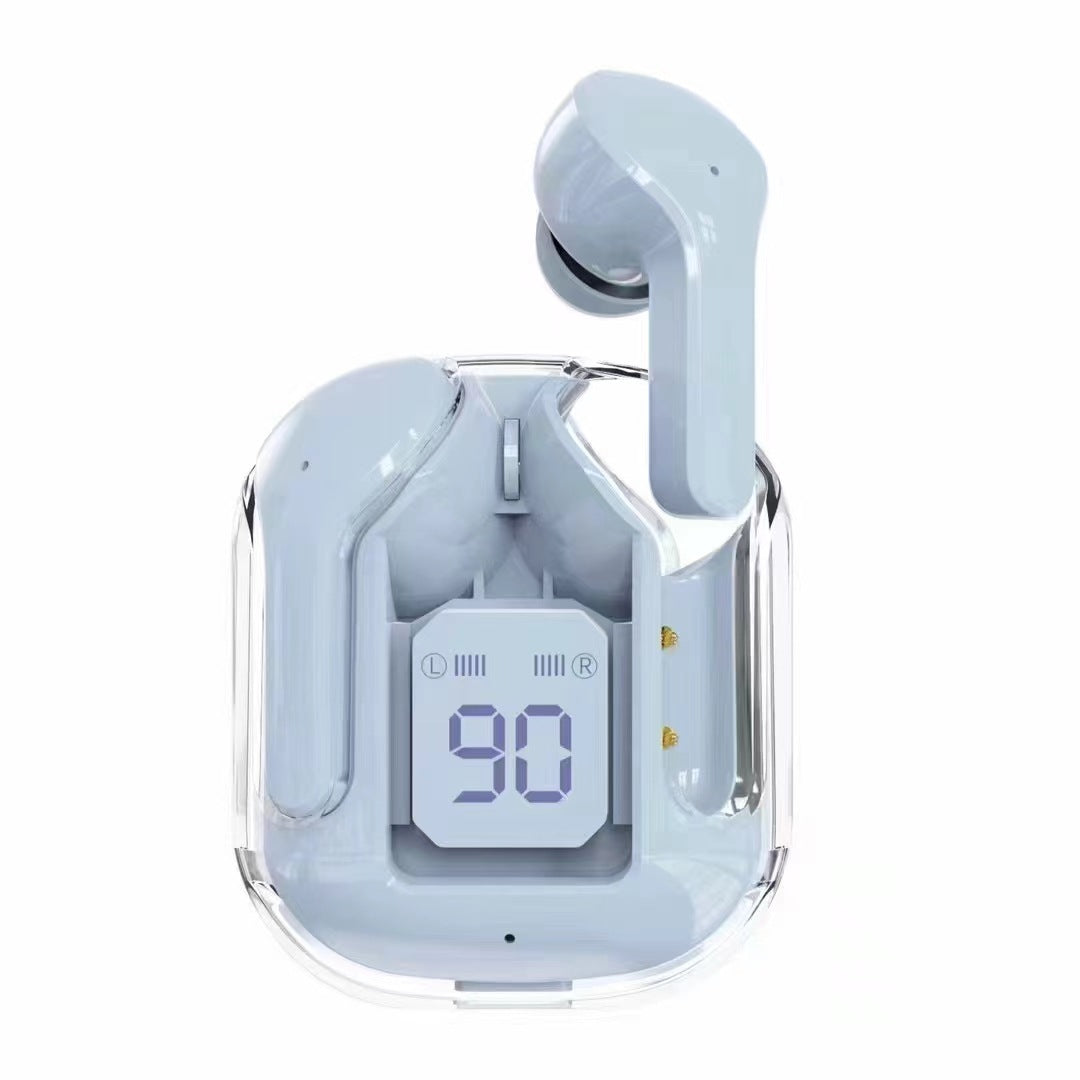 Écouteurs Bluetooth sans fil à affichage numérique transparent TWS