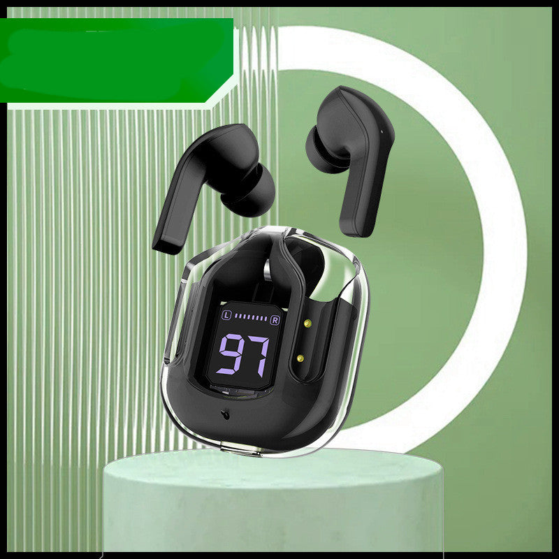 Écouteurs Bluetooth sans fil à affichage numérique transparent TWS