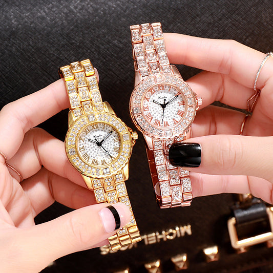 Montre à quartz simple en alliage strass pour femme