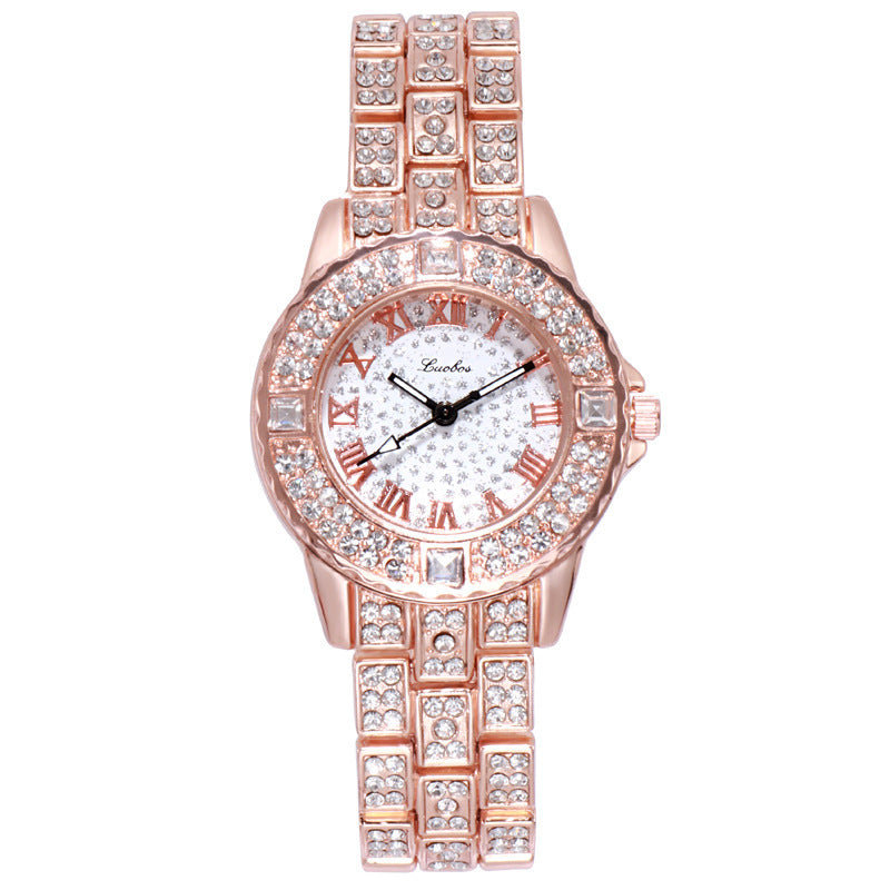 Montre à quartz simple en alliage strass pour femme