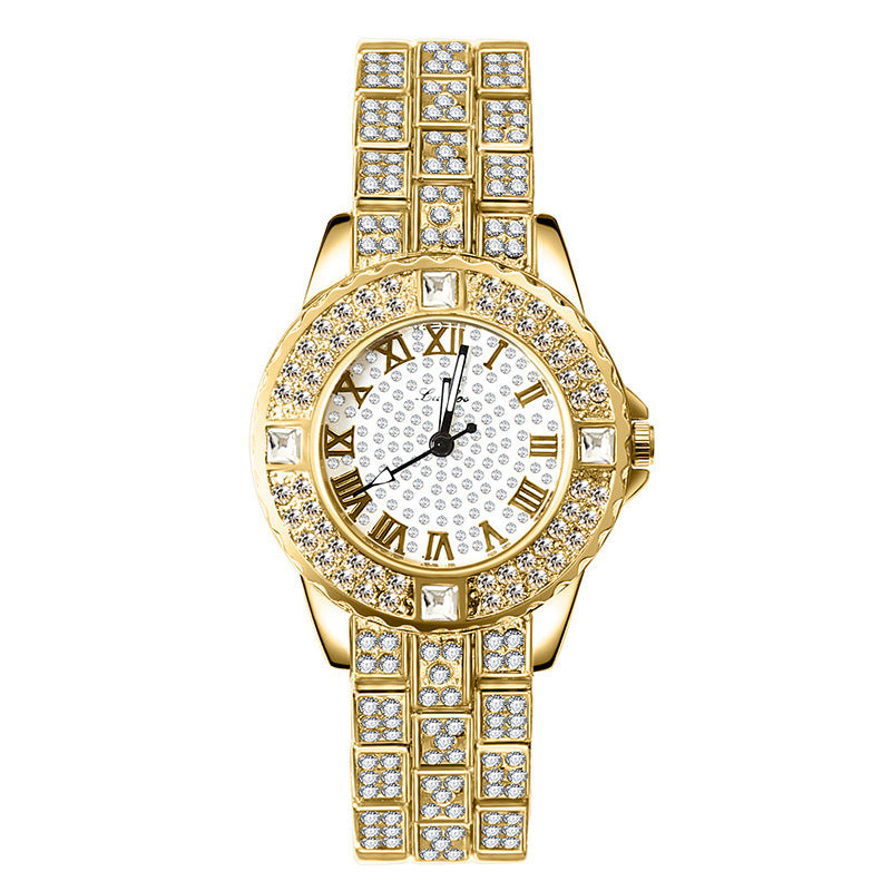 Montre à quartz simple en alliage strass pour femme