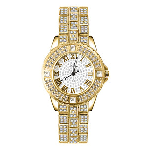 Montre à quartz simple en alliage strass pour femme