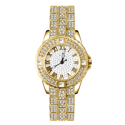 Montre à quartz simple en alliage strass pour femme