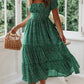 Square Collar Puff Sleeve Floral Dress Long Dress
