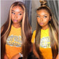 Mi-longueur droite cheveux brun pick or cheveux longs synthétique coiffures