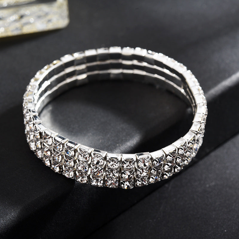 Exagérée Griffe Diamant Perlé Quatre-Pièce Ensemble Multicouche Collier