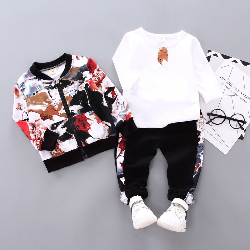 Garçons beaux vêtements d'automne et d'hiver trois pièces vêtements pour enfants