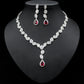 Collier coloré zircon boucles d'oreilles chaîne de clavicule femme noble robe de mariée de luxe trois pièces ensemble