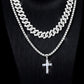 Pendentif croix en zircon collier Hip Hop Full Miami Curb Cuban Chaîne Glaqué Strass Bling Colliers Rapper pour hommes et femmes Chaîne de clavicule bijoux