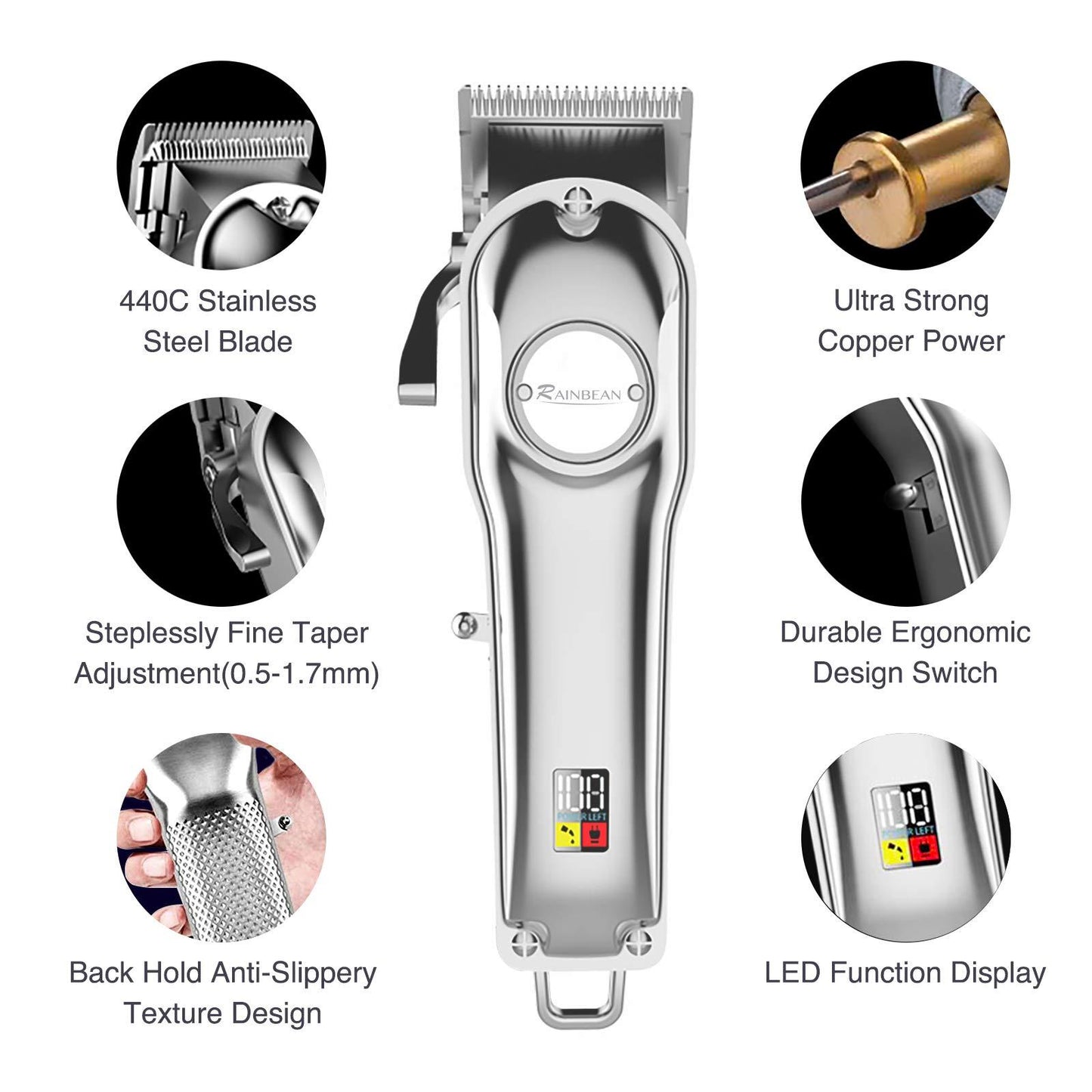 Hommes Tondeuse 3 dans 1 IPX7 Étanche Barbe Tondeuse Toilettage Kit Sans Fil Tondeuse À Cheveux pour Femmes et Enfants LED affichage USB Rechargeable Amazon Interdit