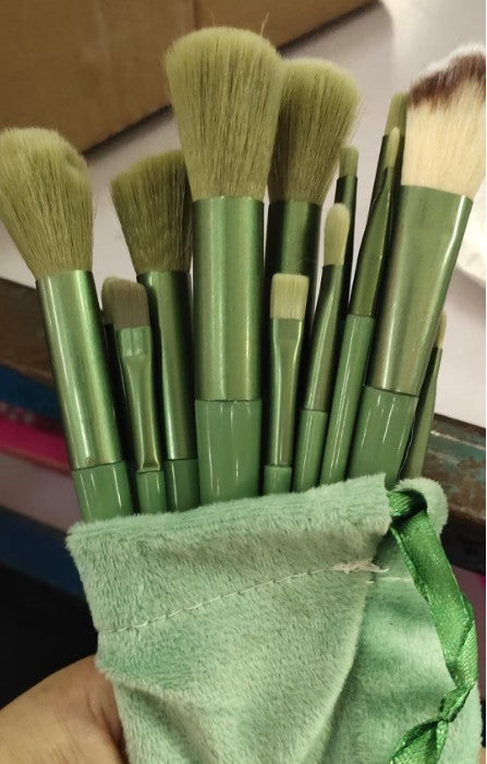 13 pièces Purpleflower houx feuille pinceaux de maquillage vert beauté à séchage rapide maquillage brosse ensemble
