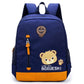 UN ours de bande dessinée école maternelle cartable, cartable, écolier, garçon et garçon, bébé garçon et bébé voyage retour