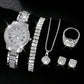 Montre à quartz romain à la mode diamant cinq pièces pour femme