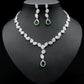 Collier coloré zircon boucles d'oreilles chaîne de clavicule femme noble robe de mariée de luxe trois pièces ensemble