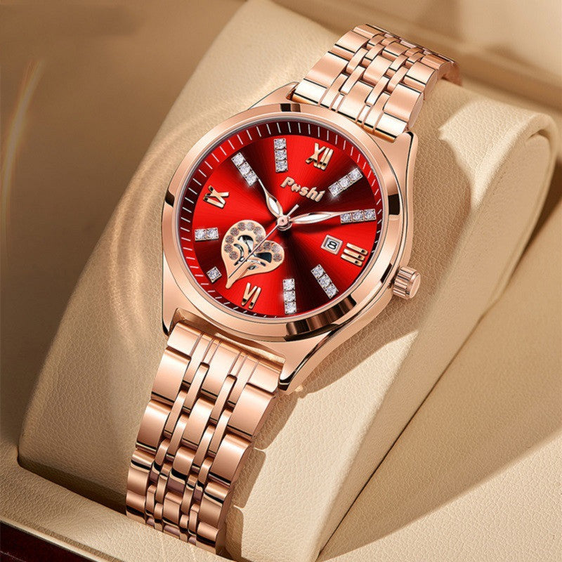Montre lumineuse à calendrier étanche décontractée pour femme