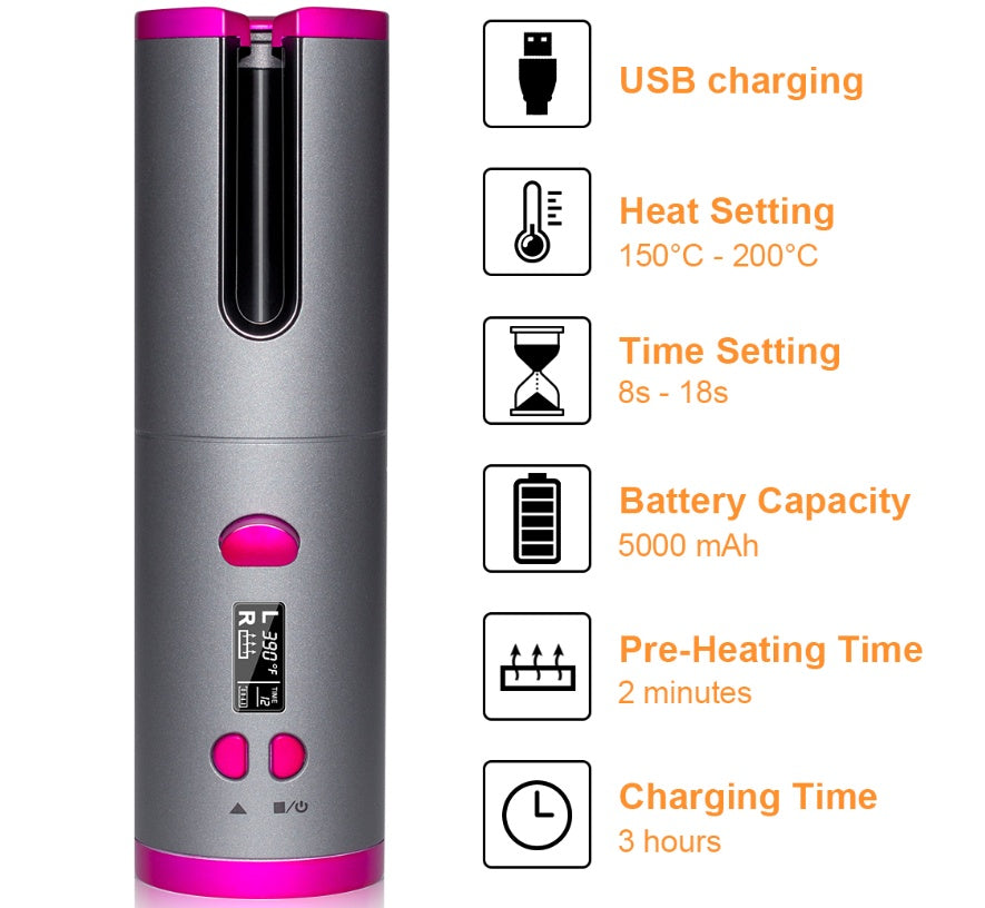 Fer à friser USB sans fil multifonctionnel de charge bigoudi