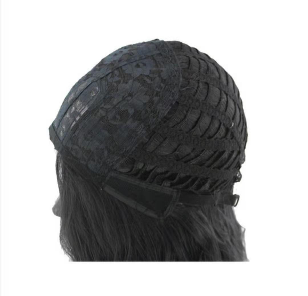 Noir mi-longueur long bouclés cheveux dames capot