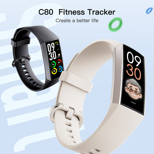 C80 Smart AMOLED écran puissance fréquence cardiaque bracelet de surveillance de l'oxygène sanguin