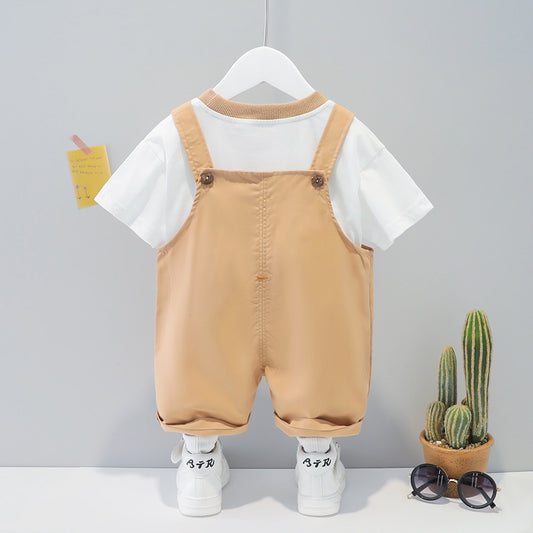 Vêtements pour enfants, hommes et femmes, salopette d'été de dessin animé à manches courtes